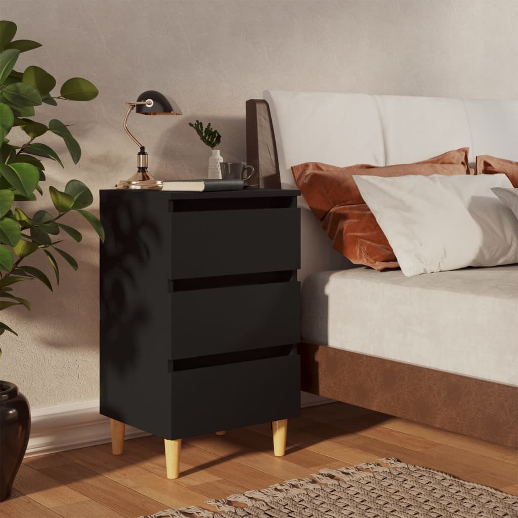 Bedside Table - MORRIS Nightstand Black 40cm