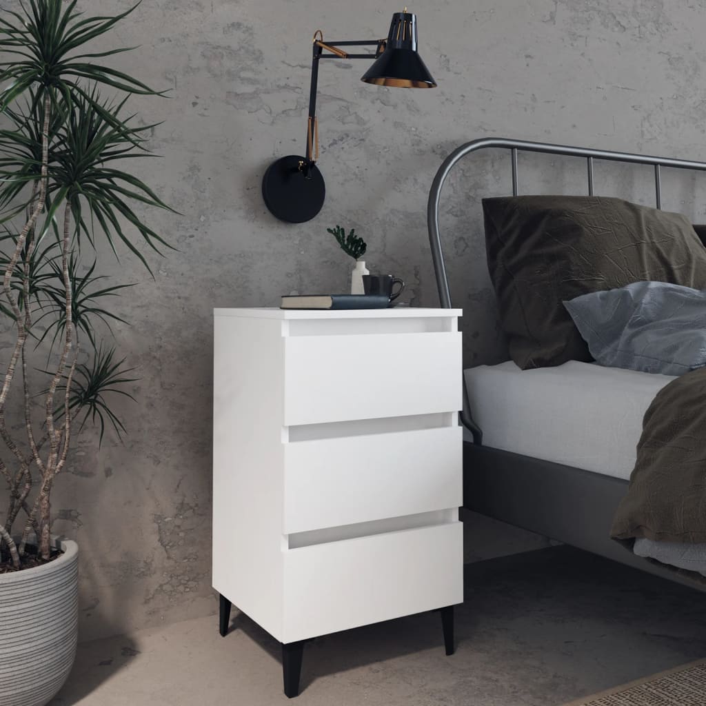 Bedside Table - MORGAN Nightstand White 40cm
