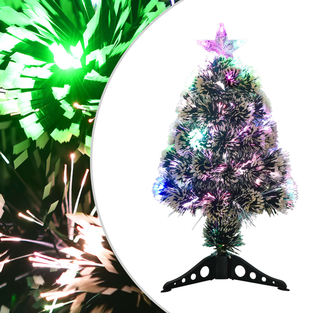 HOLWIN Pre-lit Christmas Tree Green and White 64 cm Fibre Optic