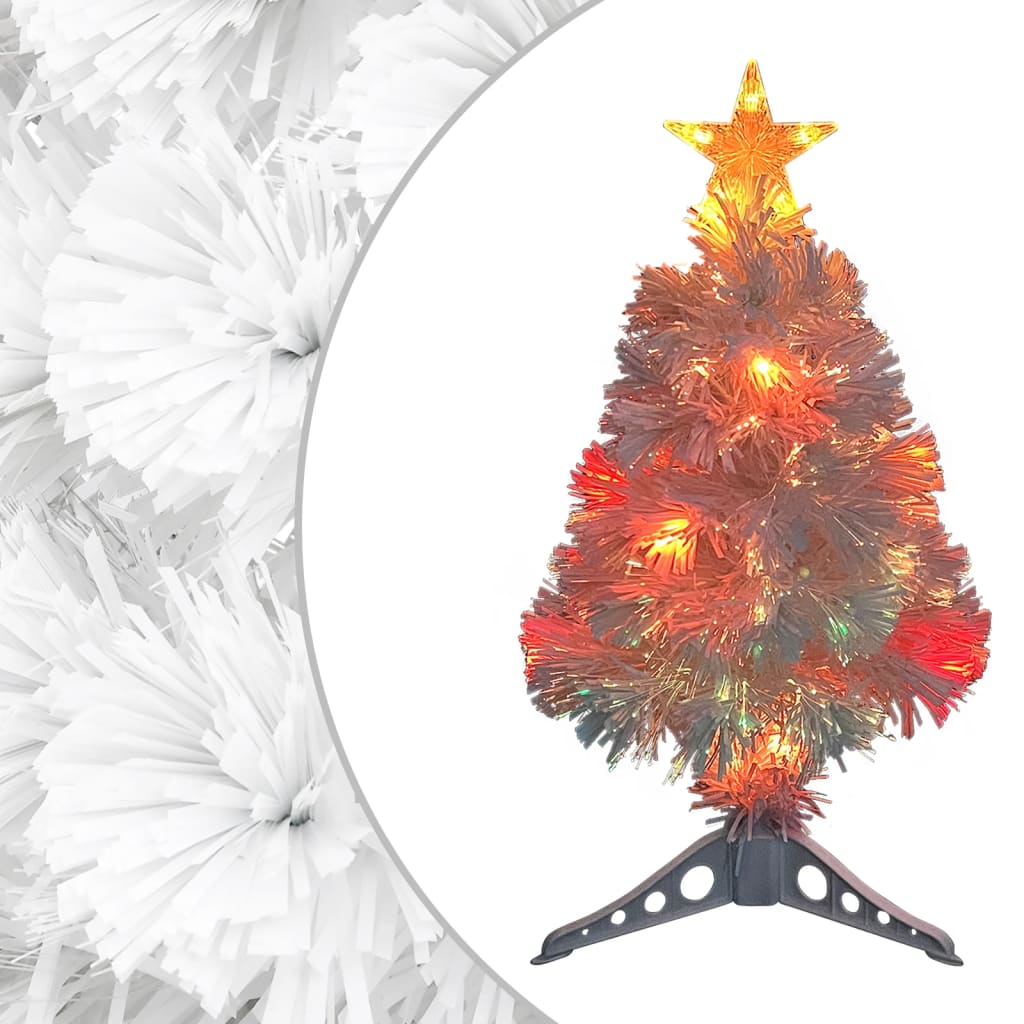HOLWIN Artificial Pre-lit Christmas Tree White 64 cm Fibre Optic