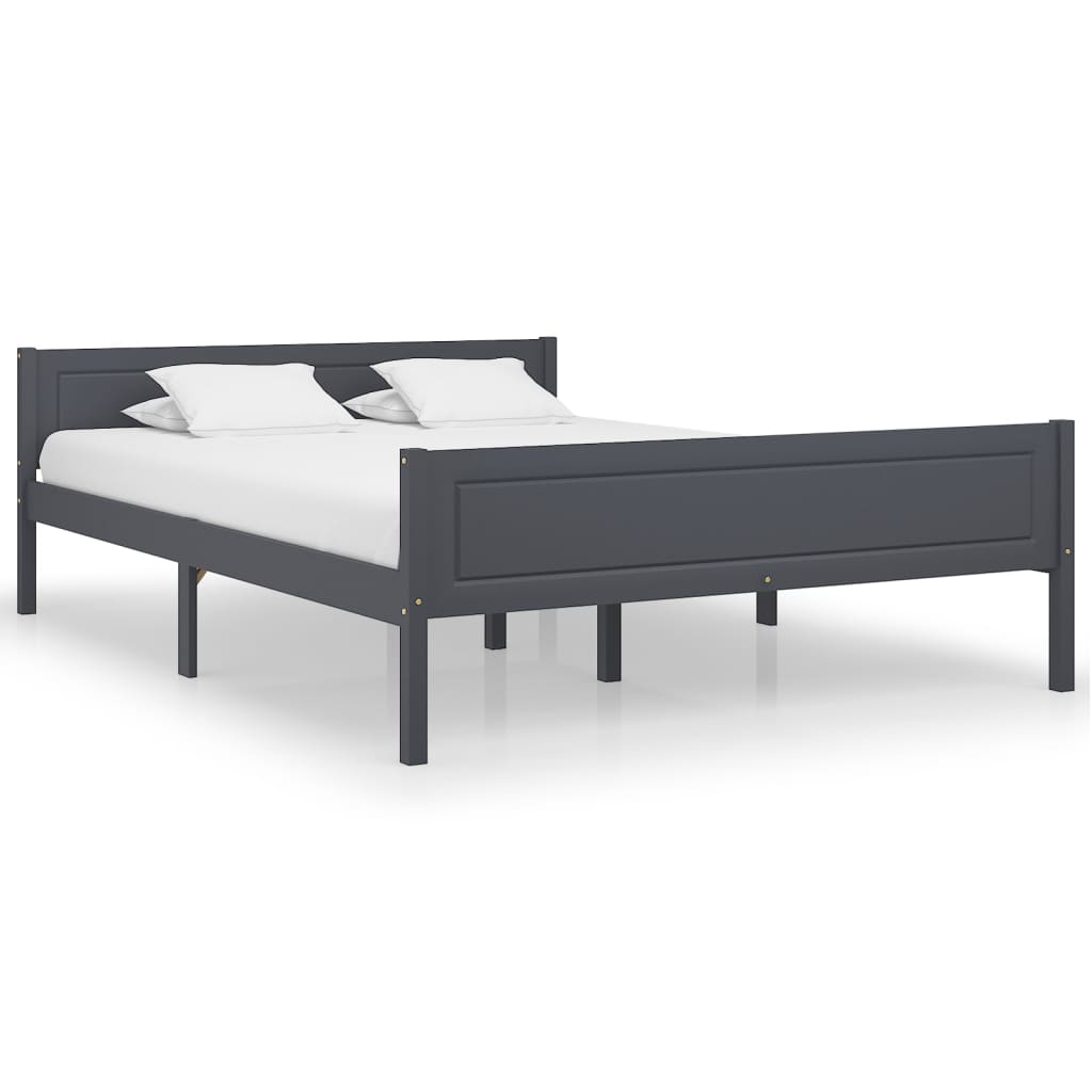 Bed Frame Solid Pinewood Grey 160x200 cm