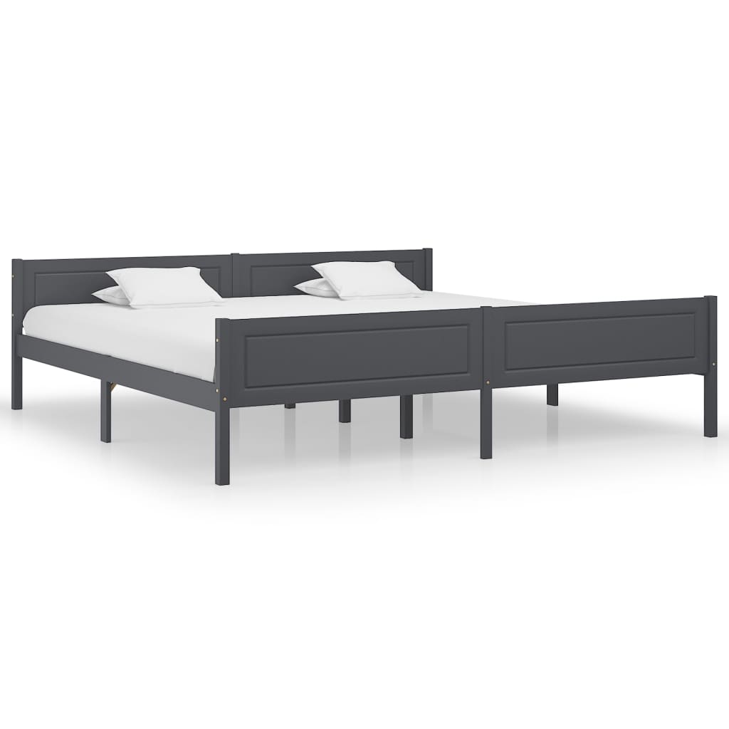 Bed Frame Solid Pinewood Grey 200x200 cm