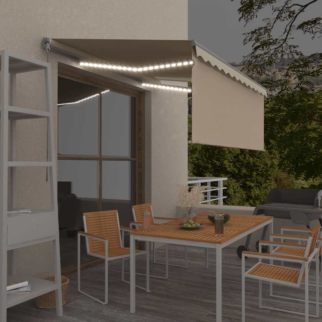 Manual Retractable Awning with Blind&LED 3.5x2.5m Cream