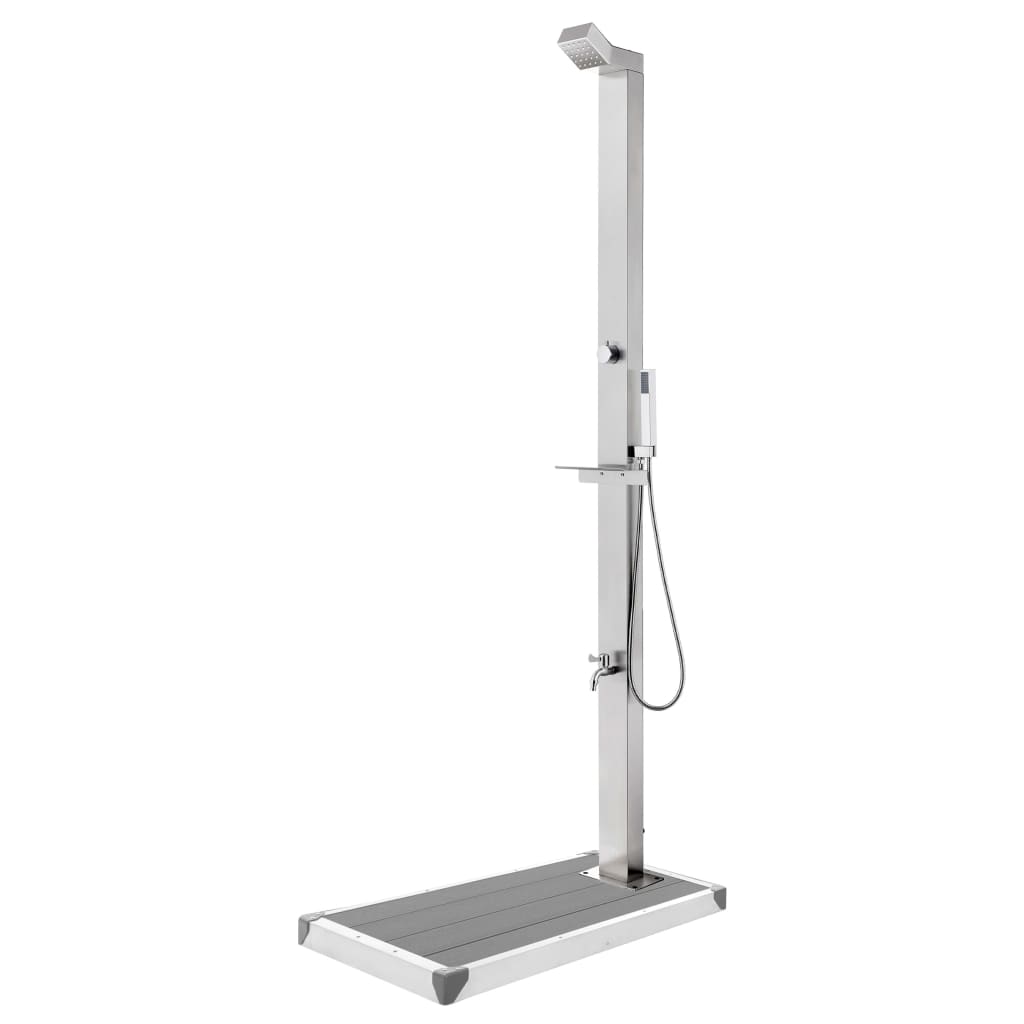 Garden Shower with Grey Base 225cm Stainless Steel
