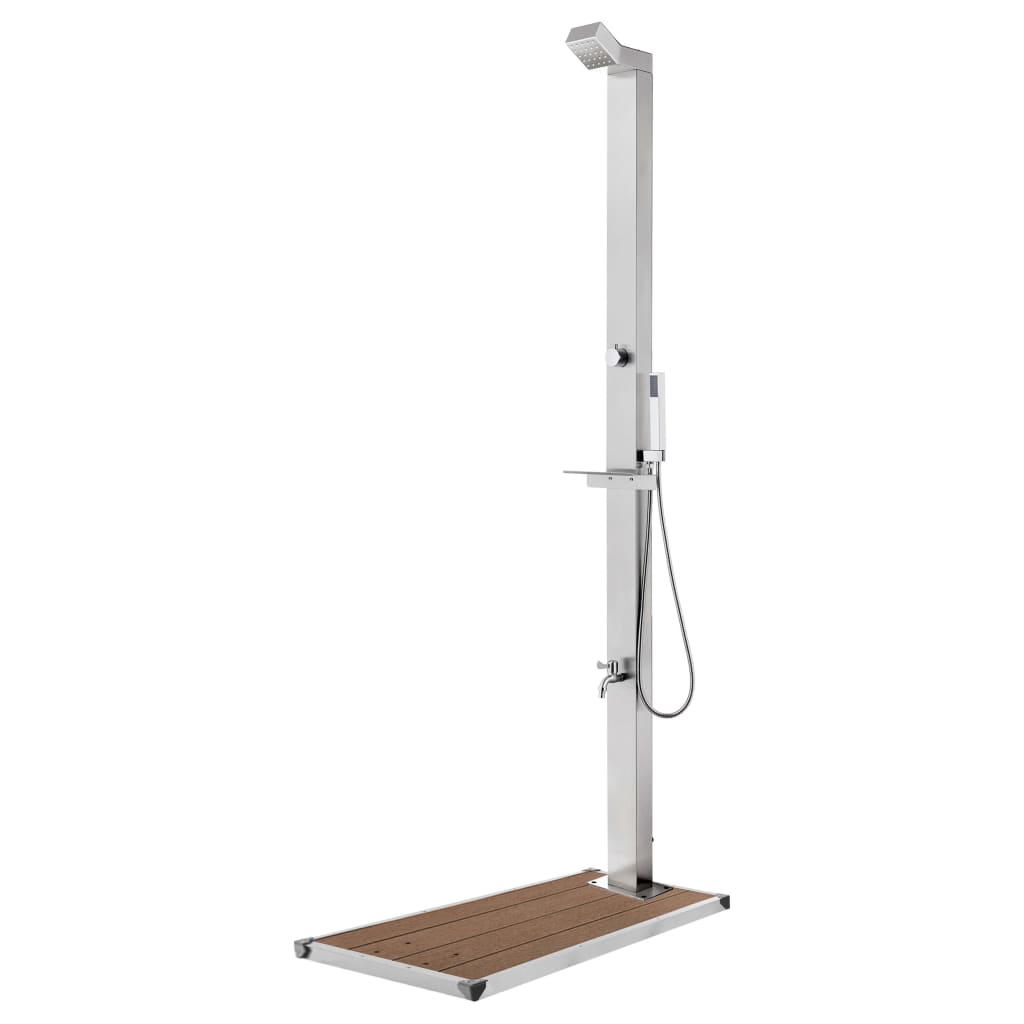 Garden Shower with Brown Base 225cm Stainless Steel