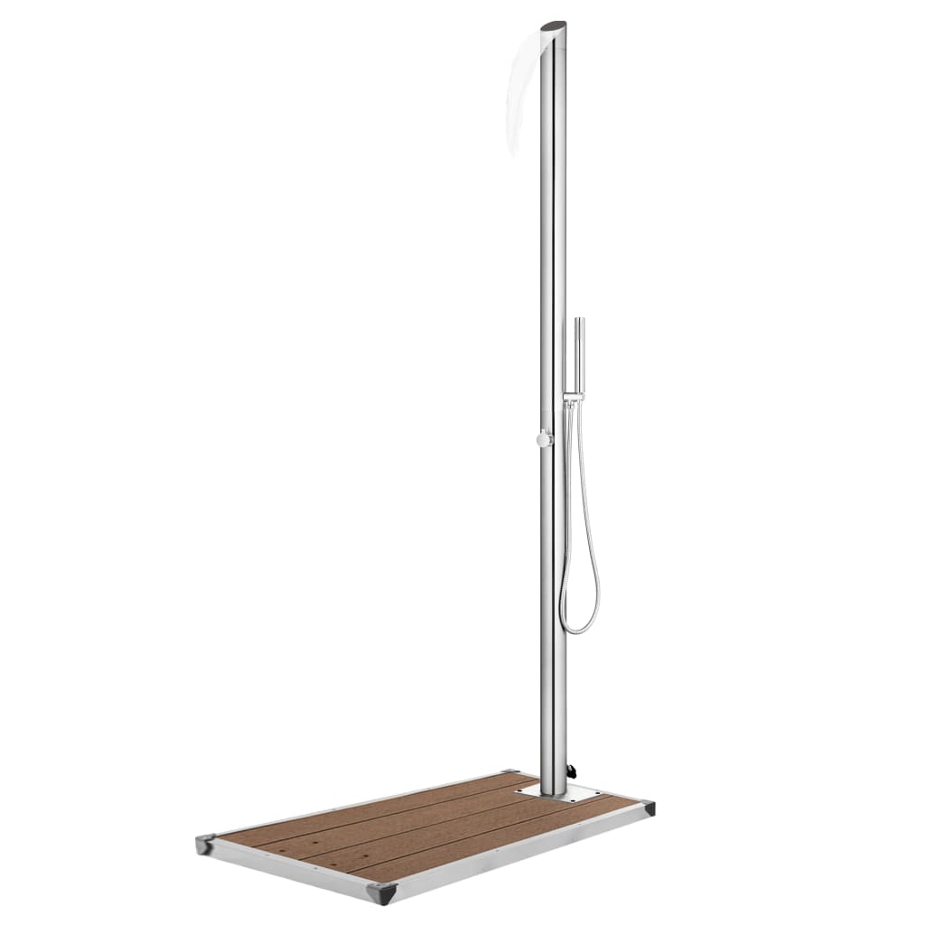 Garden Shower with Brown Base 225 cm Stainless Steel