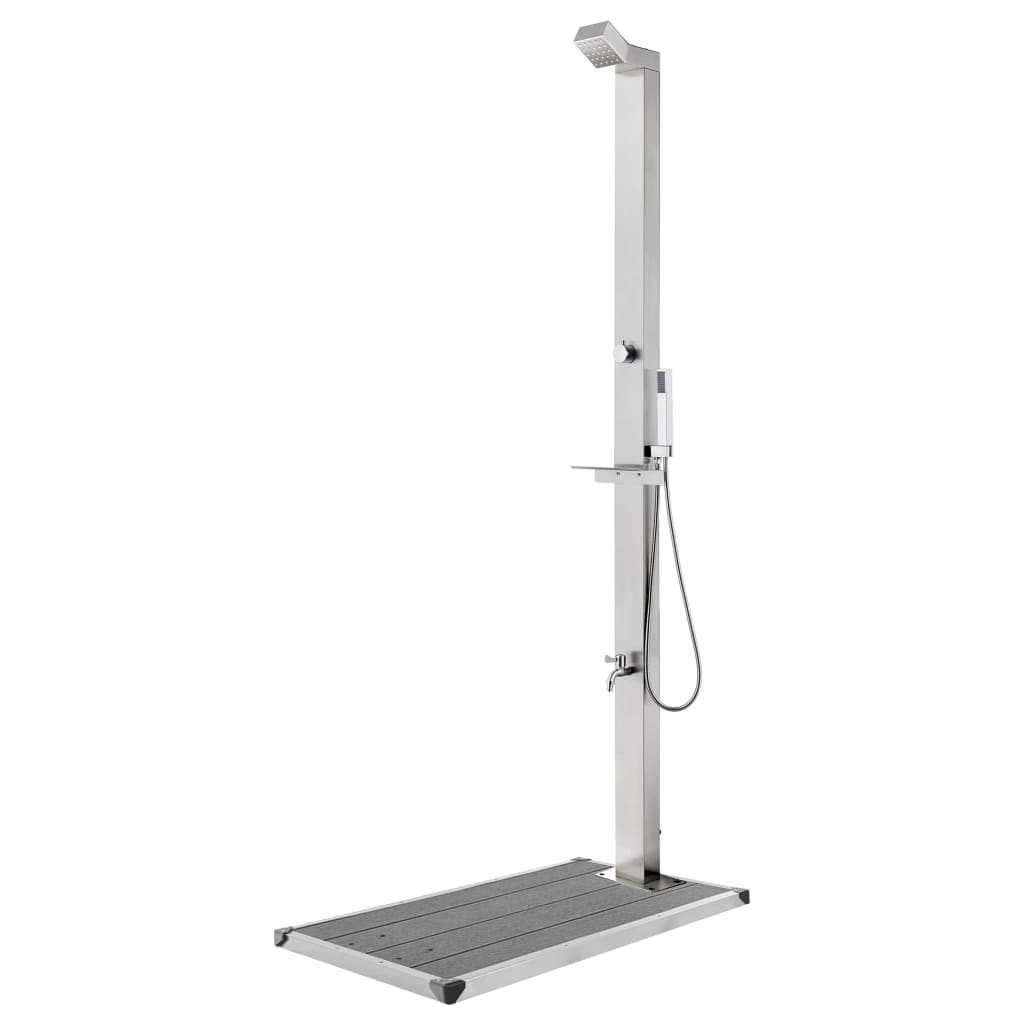 Garden Shower with Grey Base 225cm Stainless Steel