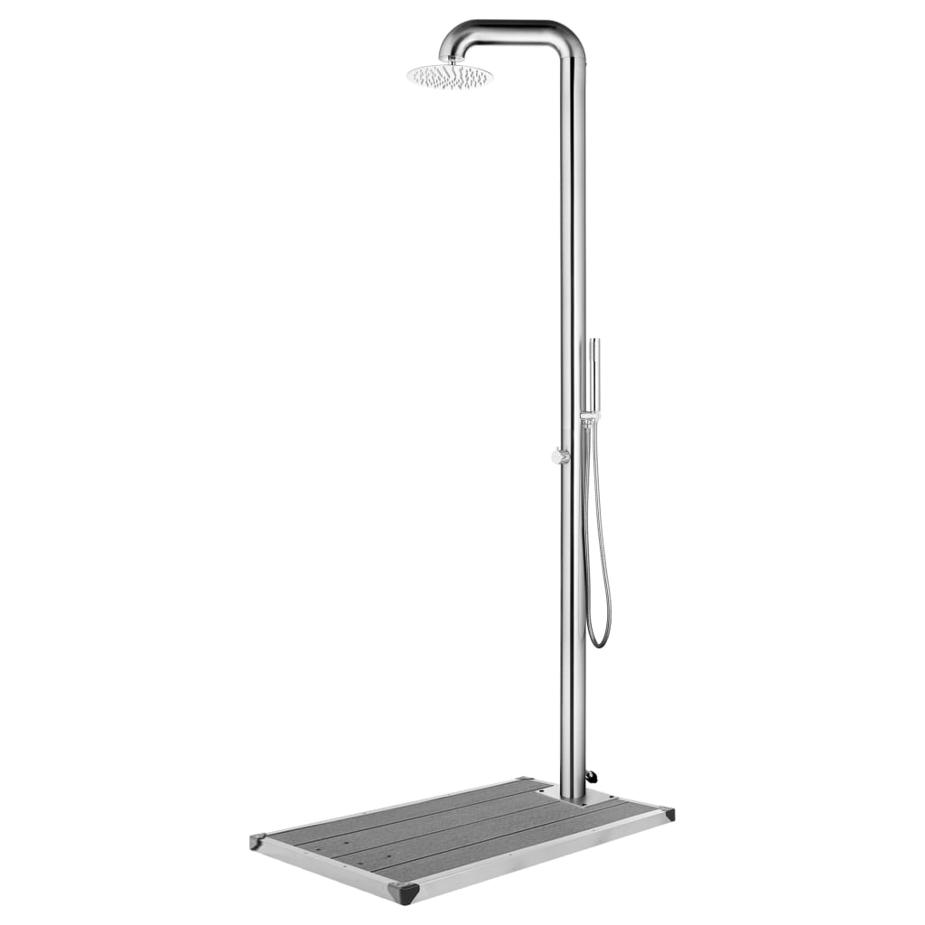 LORLOFT Garden Shower with Base 230 cm Stainless Steel - Grey