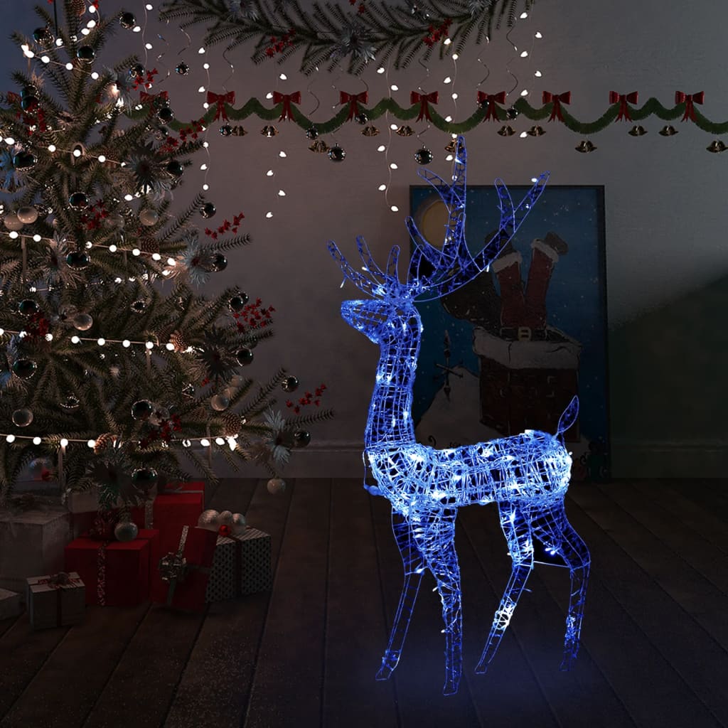 GLISTEN Acrylic Reindeer Christmas Decoration 140 LEDs 120cm Blue