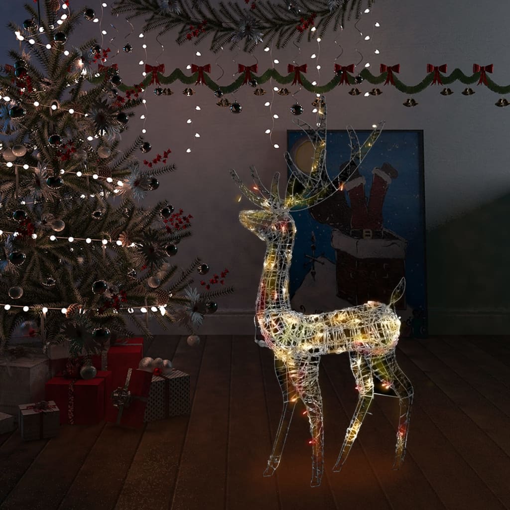 GLISTEN Acrylic Reindeer Christmas Decoration 140 LEDs 120cm Colourful