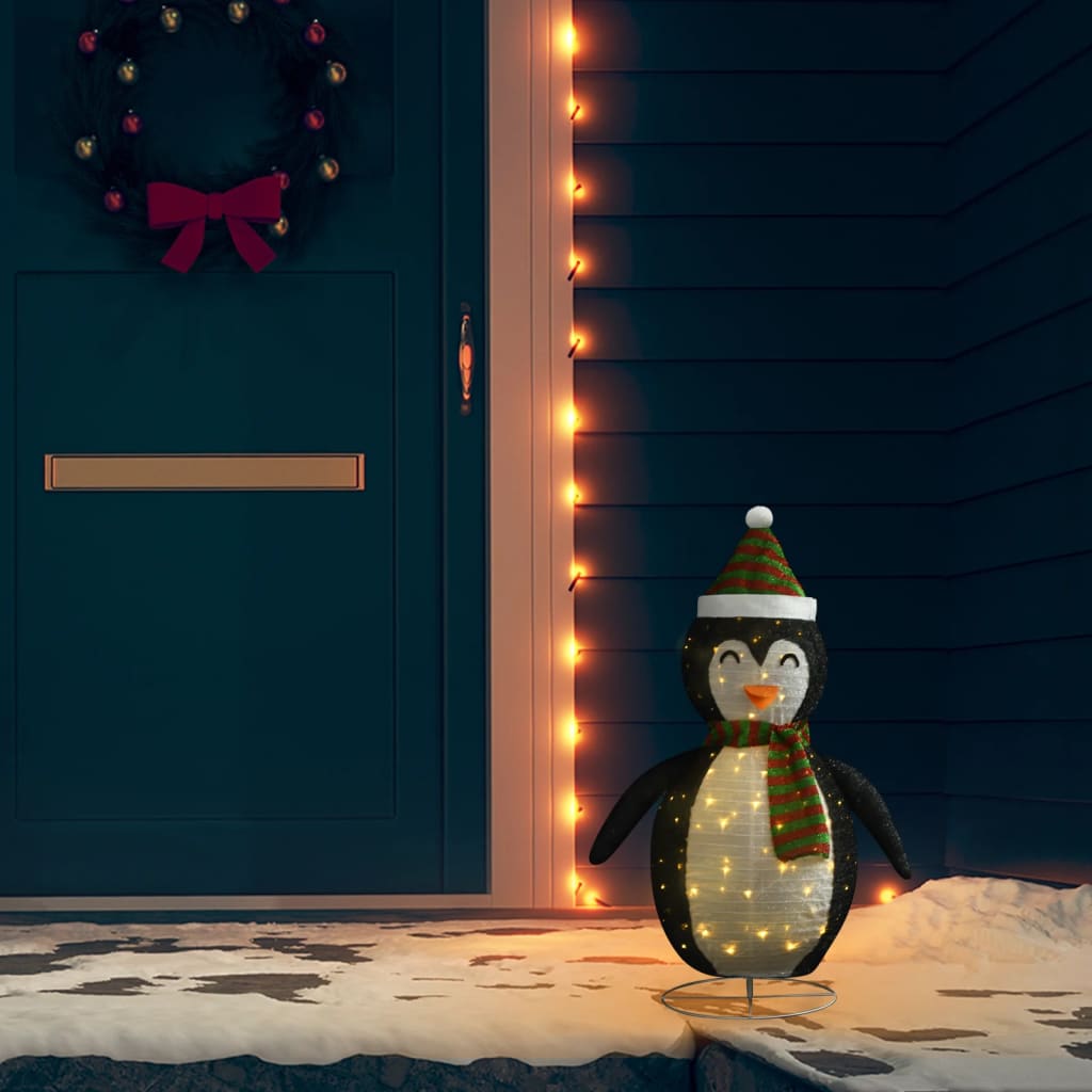 Chena Decorative Christmas Snow Penguin Figure LED Luxury Fabric 60cm