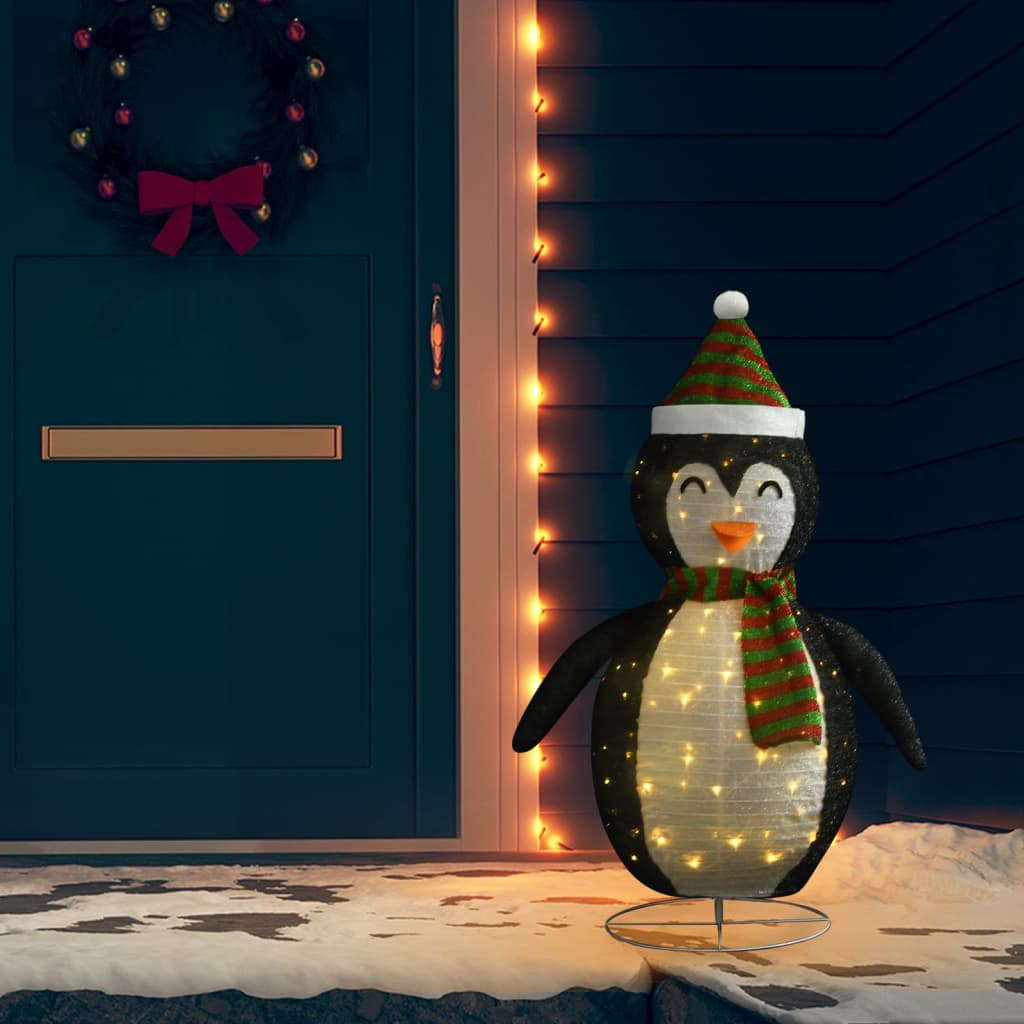 Chena Decorative Christmas Snow Penguin Figure LED Luxury Fabric 120cm