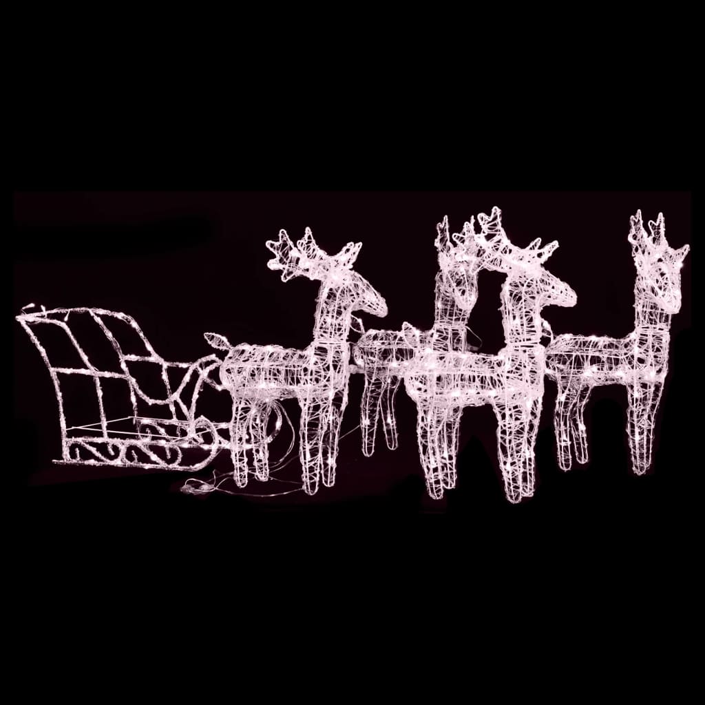 Roche Reindeers Sleigh Decoration 280x28x55cm Acrylic