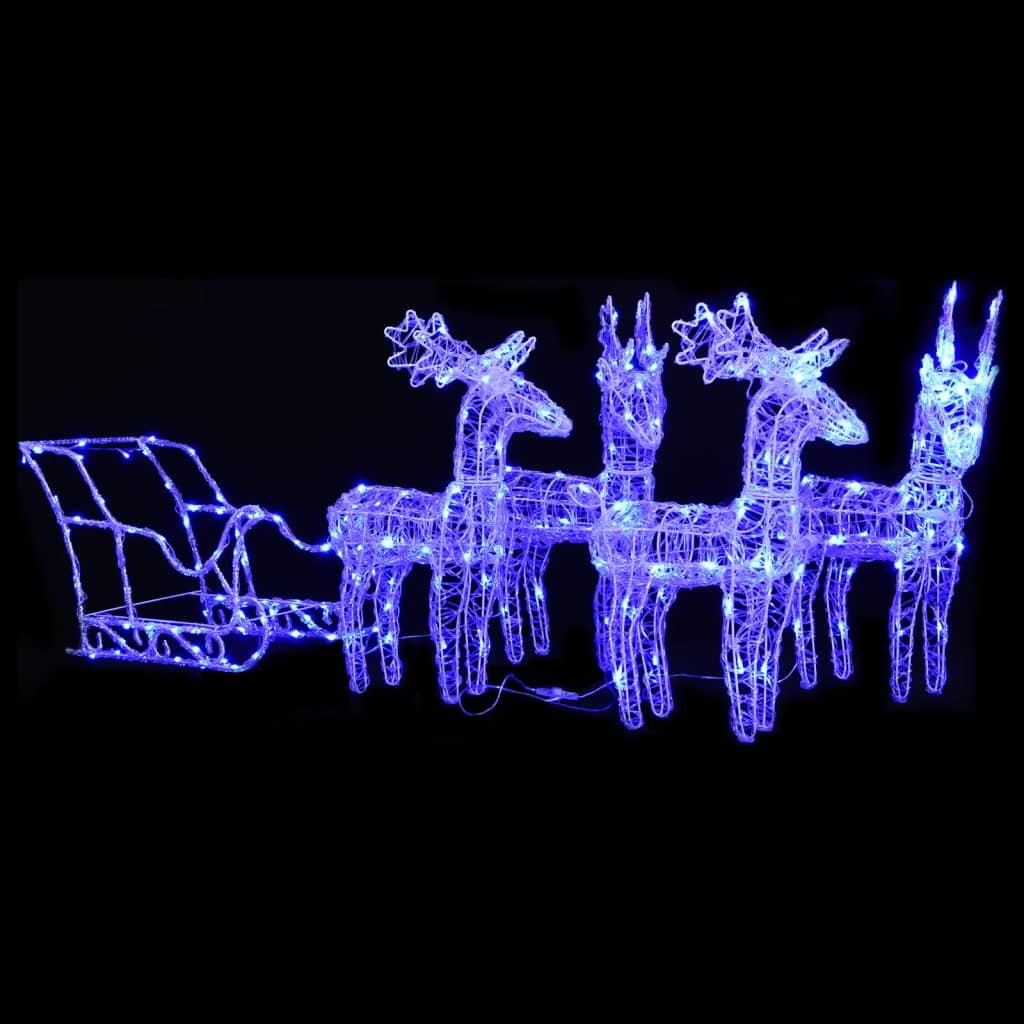 SNUGRA Reindeers & Sleigh Christmas Decoration 280x28x55 cm Acrylic