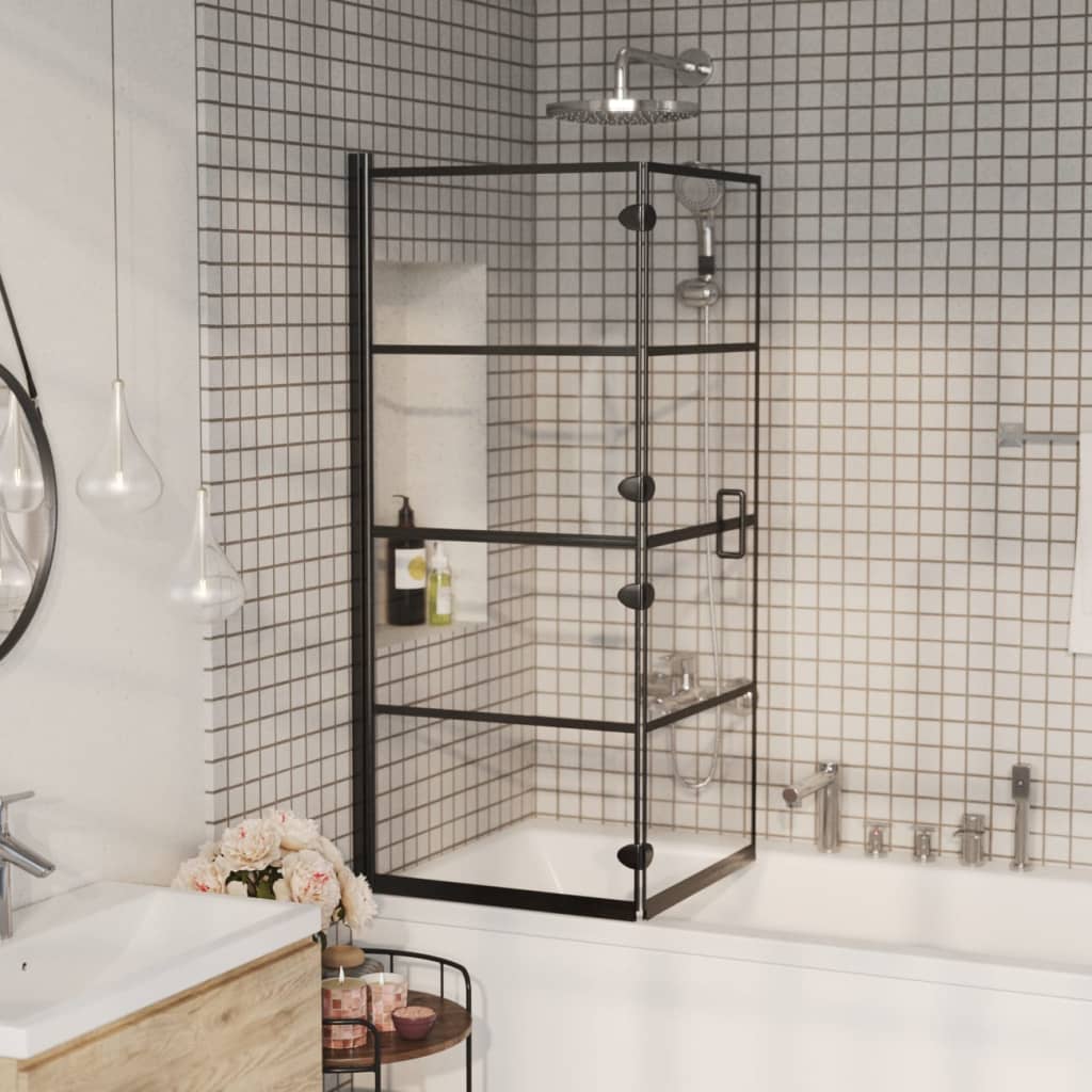 Folding Shower Enclosure ESG 120x140 cm Black
