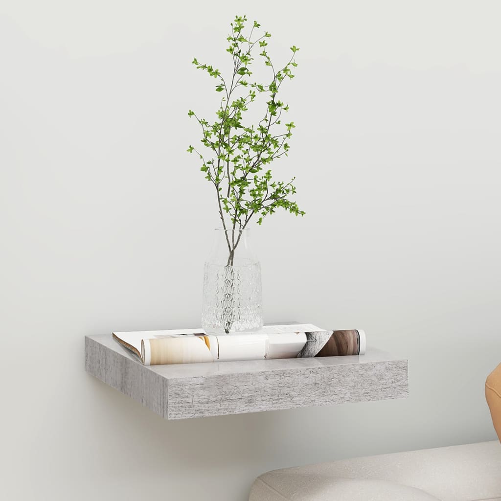 Floating Wall Shelf Concrete Grey 23x23.5x3.8 cm MDF
