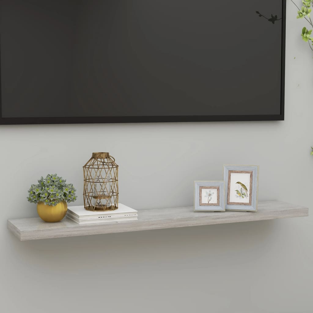 Floating Wall Shelf Concrete Grey 120x23.5x3.8 cm MDF