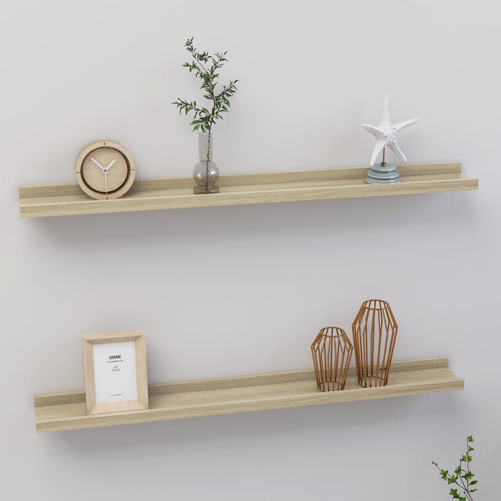 Wall Shelves 2 Pieces Sonoma Oak 80x9x3 cm
