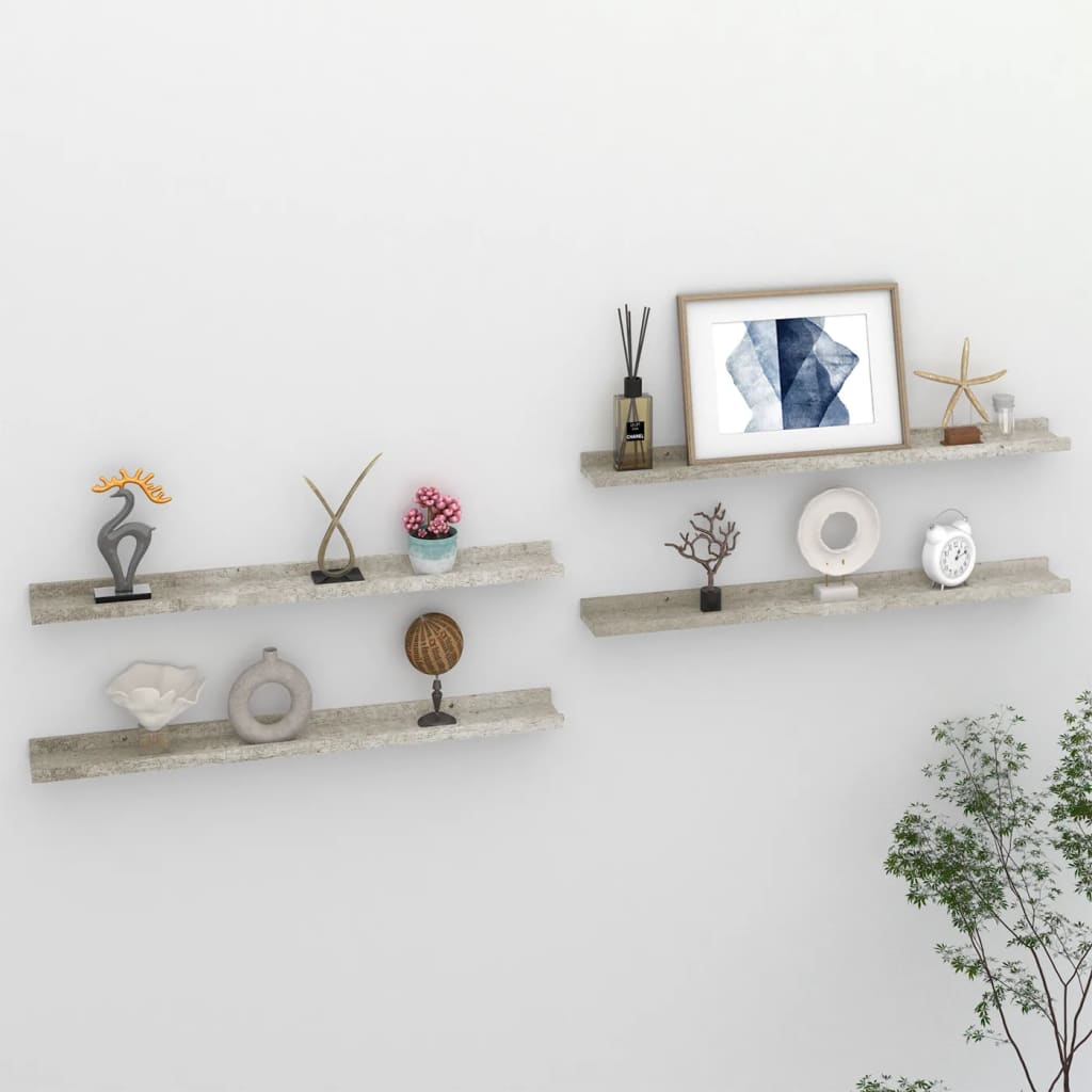 Wall Shelves 4 pcs Concrete Grey 80x9x3 cm