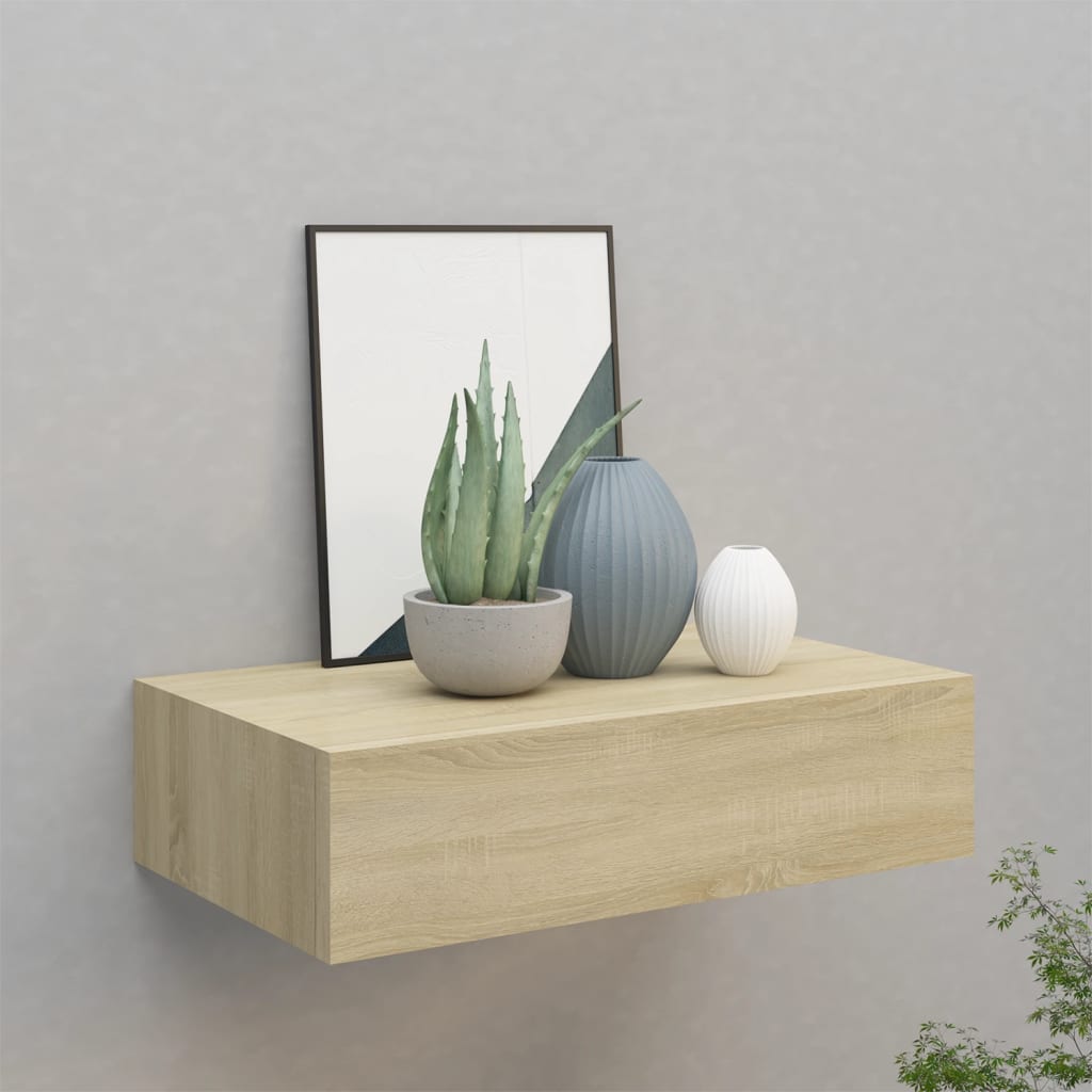 Wall-mounted Drawer Shelf Oak 40x23.5x10cm MDF