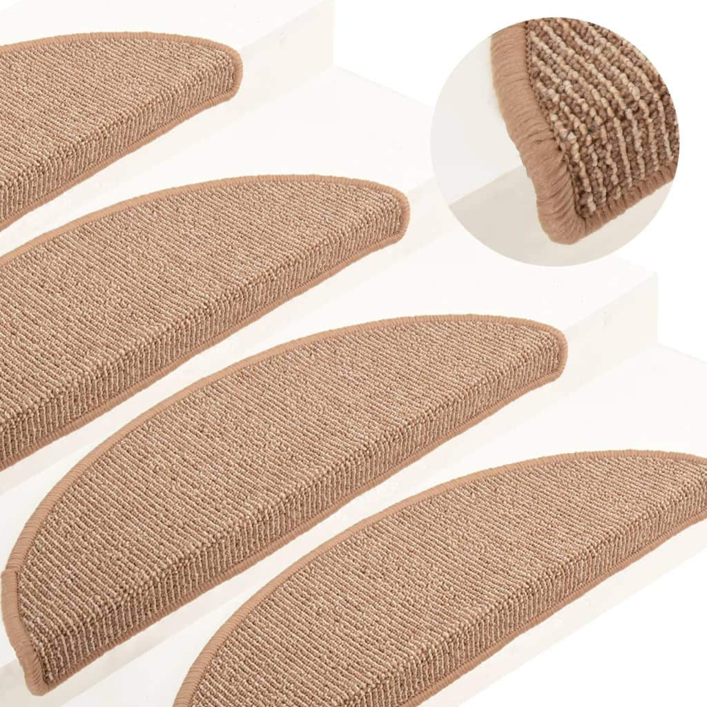 Carpet Stair Treads 15 Pcs Light Brown 56x17x3cm