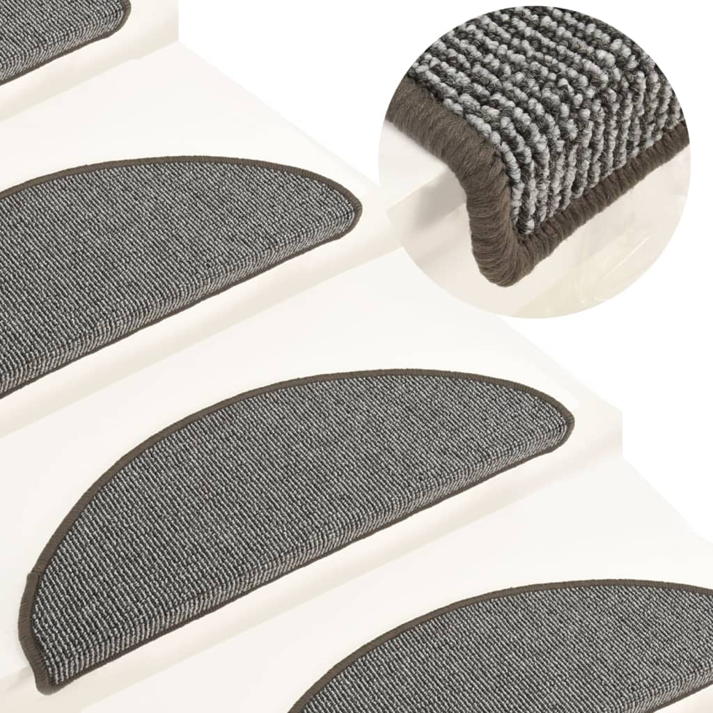 Stair Mats 15 Pieces 65x21x4 cm Grey Half Round Large