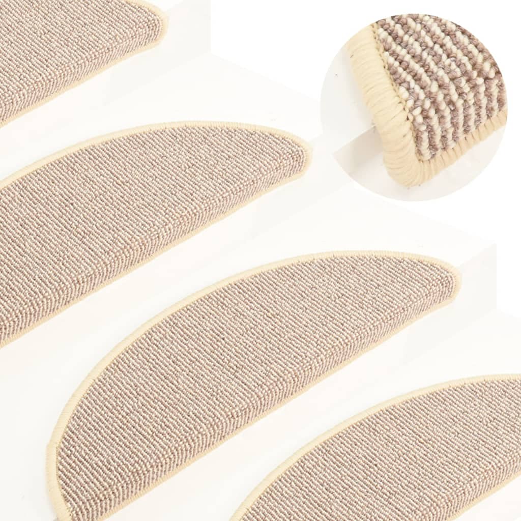 Stair Mats 15 Pieces 65x21x4 cm White and Brown Half Round Large