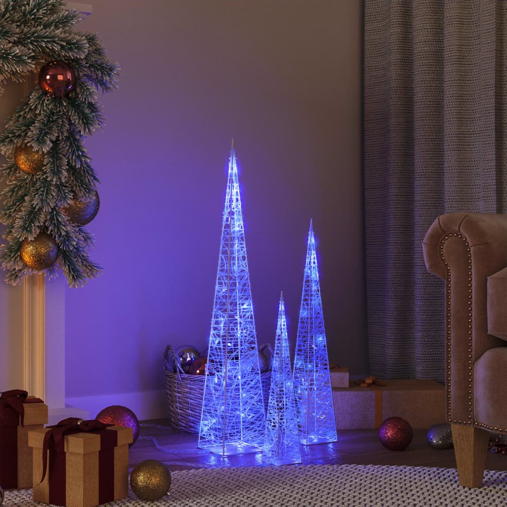 Acrylic Decorative LED Light Cone Set - Blue 3045