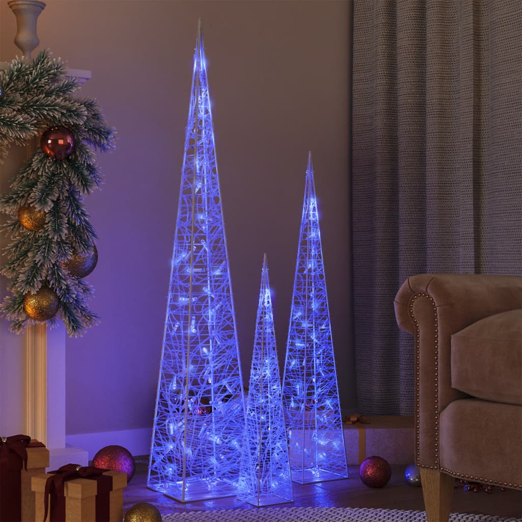 Acrylic Decorative LED Light Cone Set - Blue