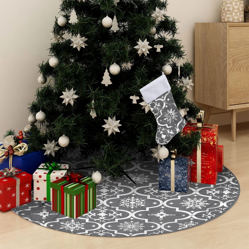 Chena Luxury Christmas Tree Skirt Sock Grey 90cm Fabric