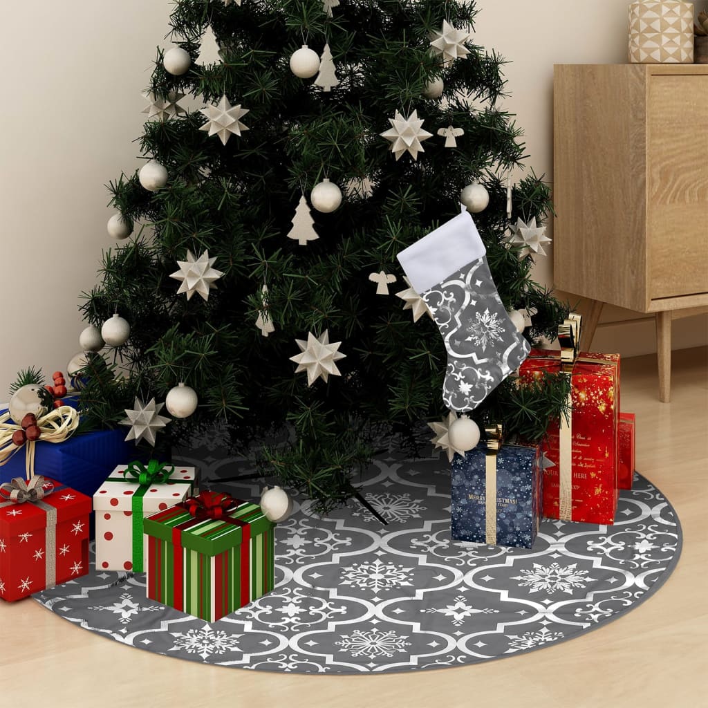 Chena Luxury Christmas Tree Skirt Sock Grey 122cm Fabric