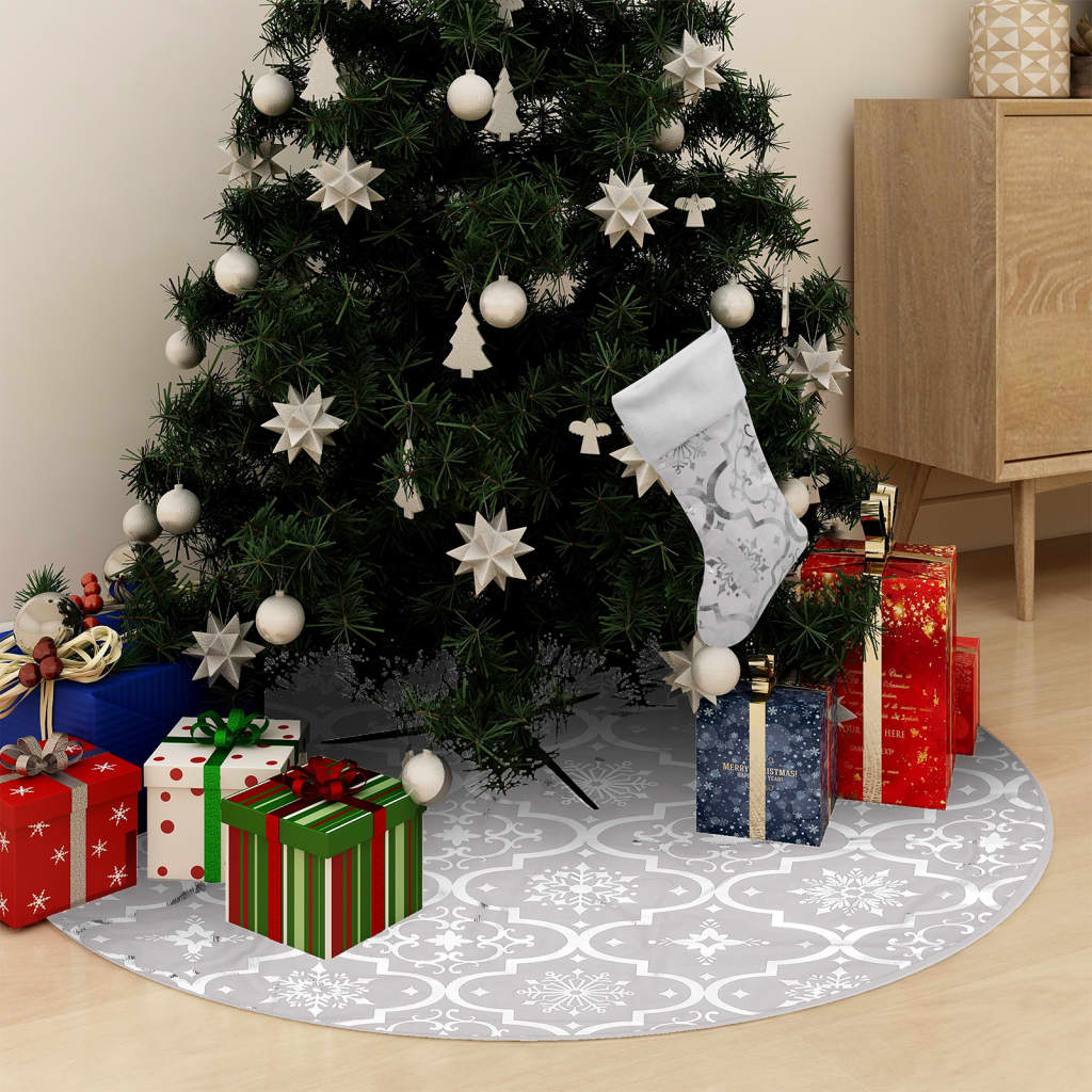 Chena Luxury Christmas Tree Skirt Sock White 90cm Fabric