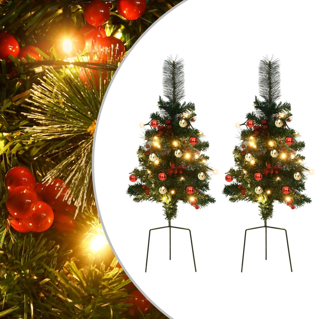 Fluer Artificial Pathway Pre-lit Christmas Tree 2 pcs 76cm PVC