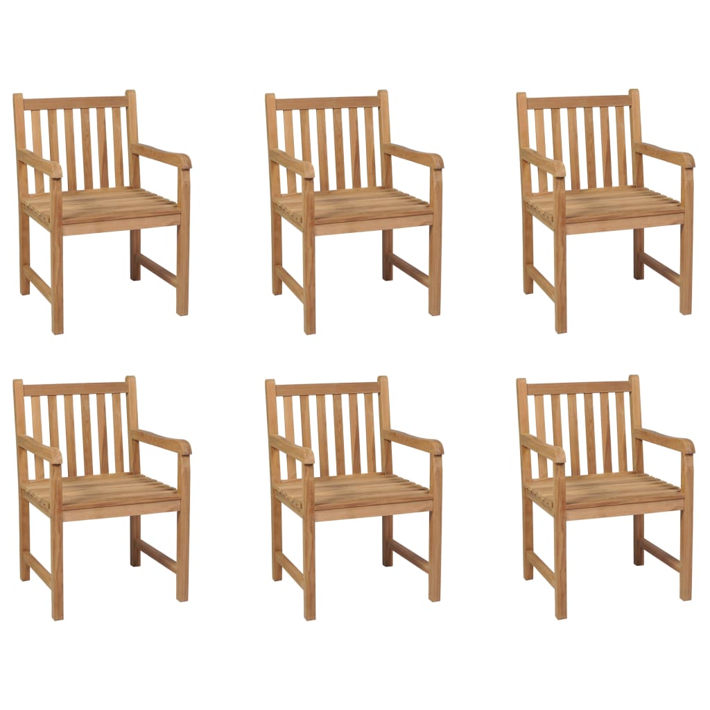 Outdoor Chairs 6 pcs Solid Teak Wood