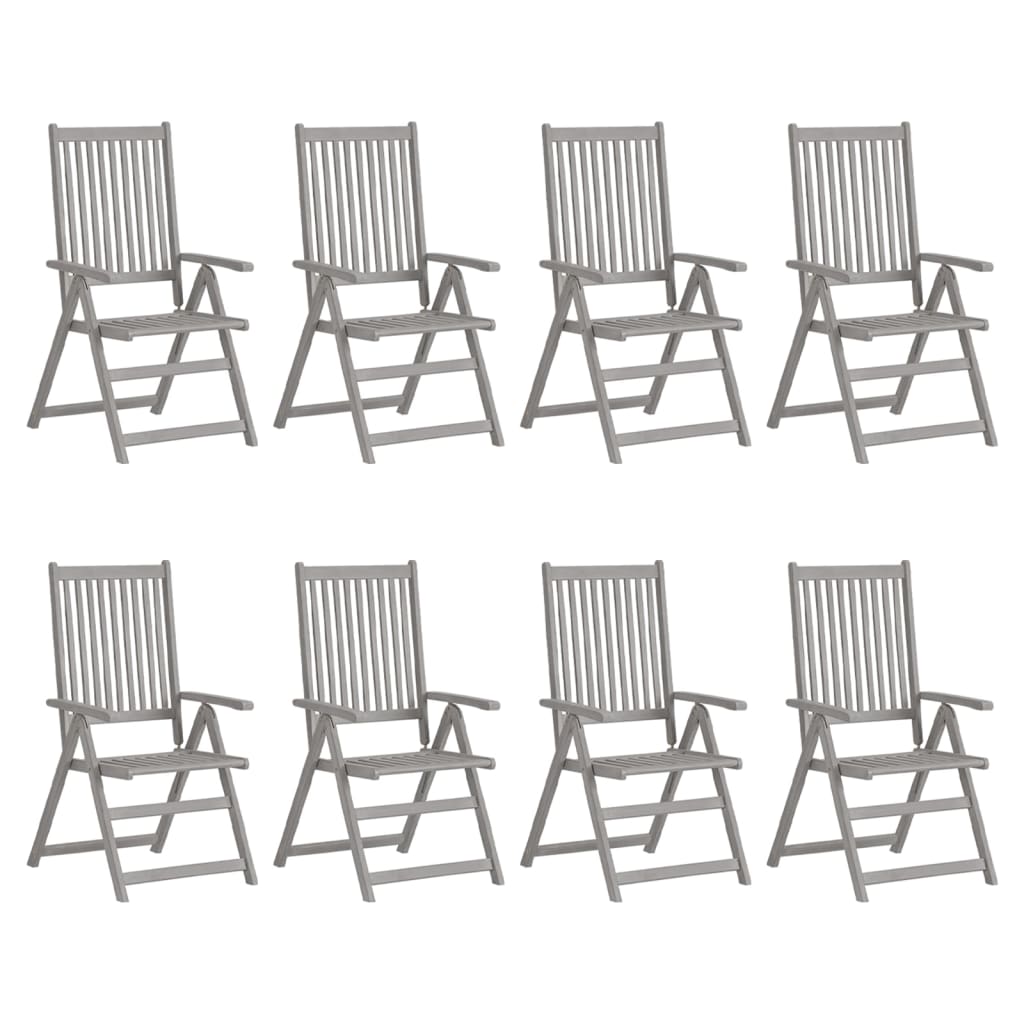 Garden Reclining Chairs 8 pcs Grey Solid Acacia Wood