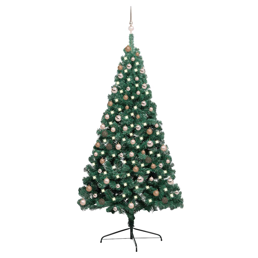 GLIMMO Artificial Half Pre-lit Christmas Tree with Ball Set Green 210 cm