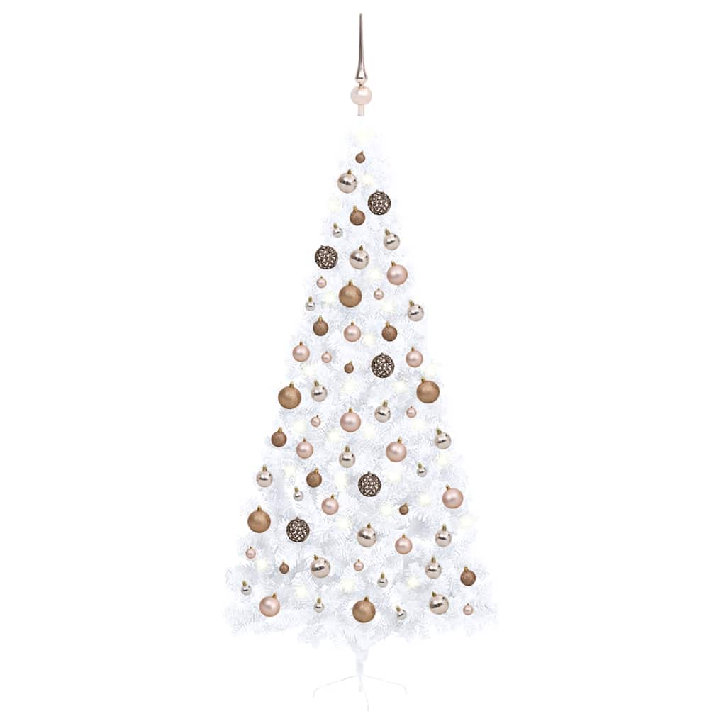GLIMMO Artificial Half Pre-lit Christmas Tree with Ball Set White 240 cm