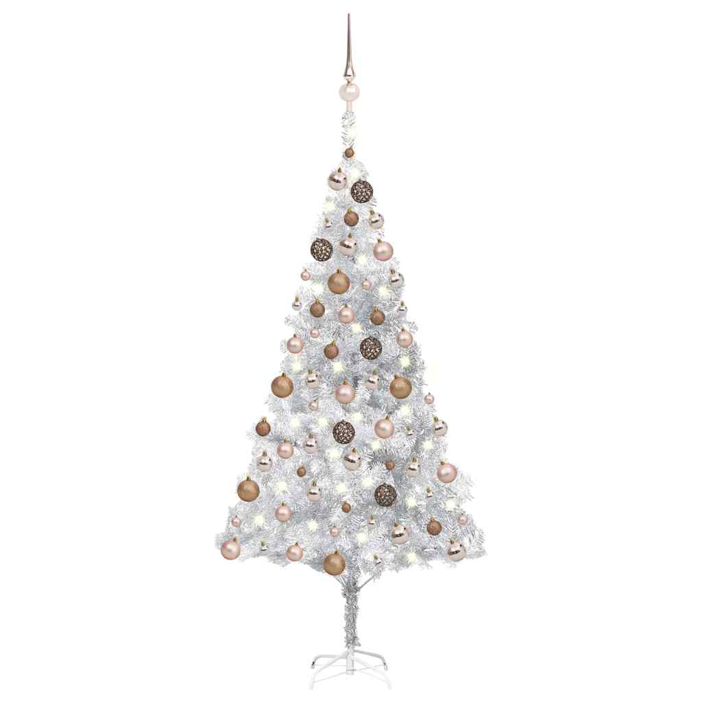 FROSTYN Artificial Pre-lit Christmas Tree with Ball Set Silver 180 cm PET