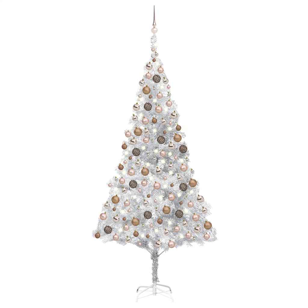 FROSTYN Artificial Pre-lit Christmas Tree with Ball Set Silver 210 cm PET