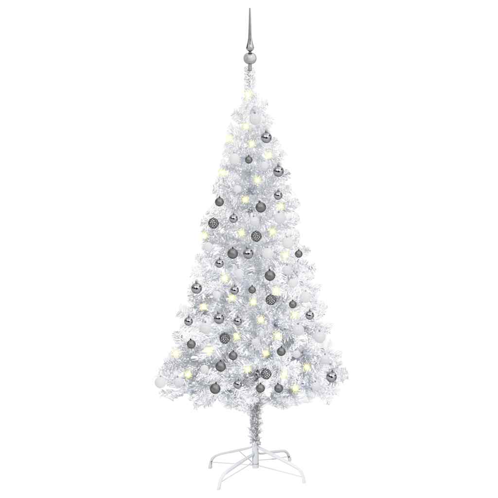 FROSTYN Artificial Pre-lit Christmas Tree with Ball Set Silver 150 cm PET