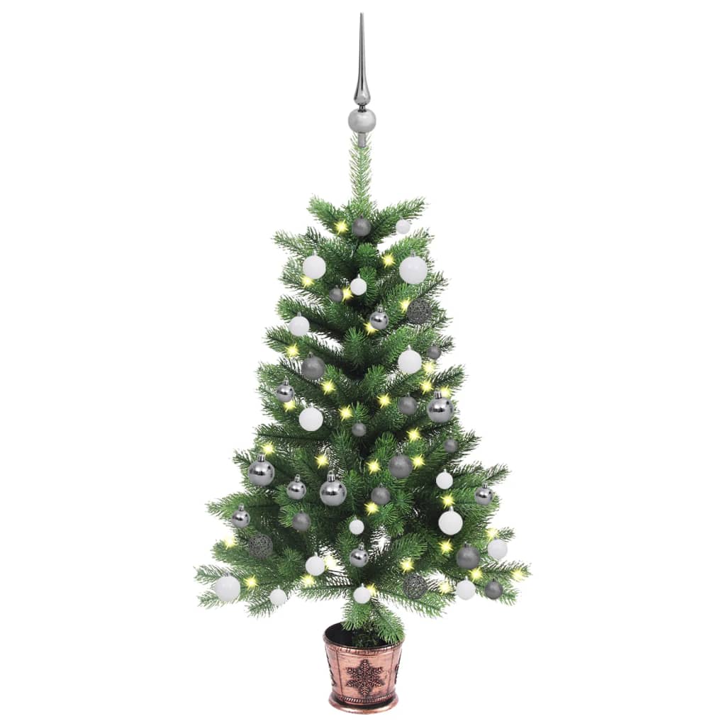 Fluer 65cm Pre-lit Tree with Ball Set Green