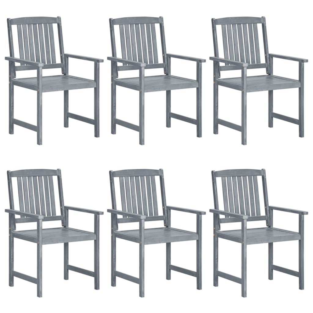 Garden Chairs 6 Pieces Solid Acacia Wood Grey