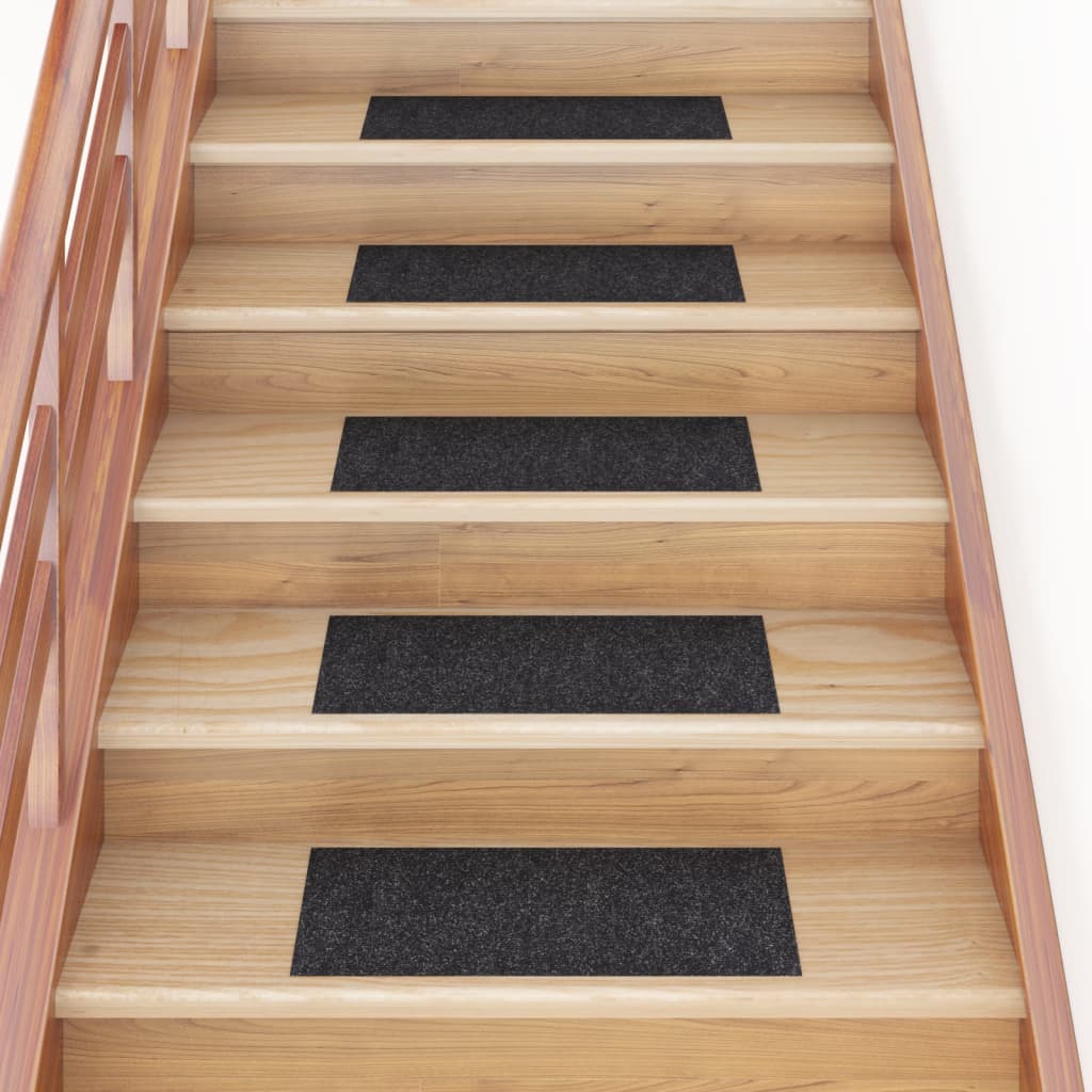 Self-adhesive Stair Mats Rectangular 15 pcs 60x25 cm Black