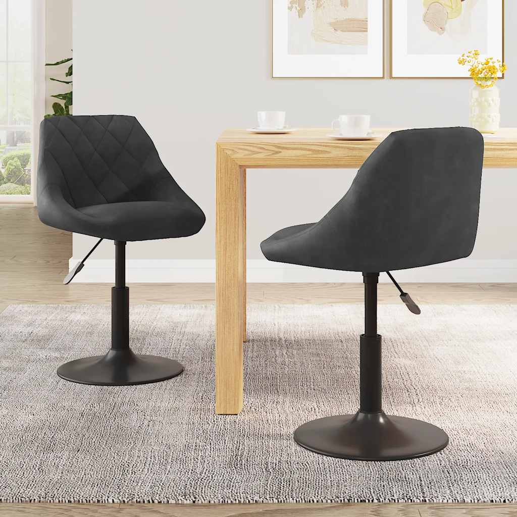 Swivel Dining Chairs 2 Pieces Black Velvet