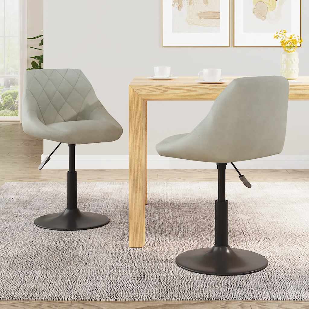 Swivel Dining Chairs 2 Pieces Light Grey Velvet