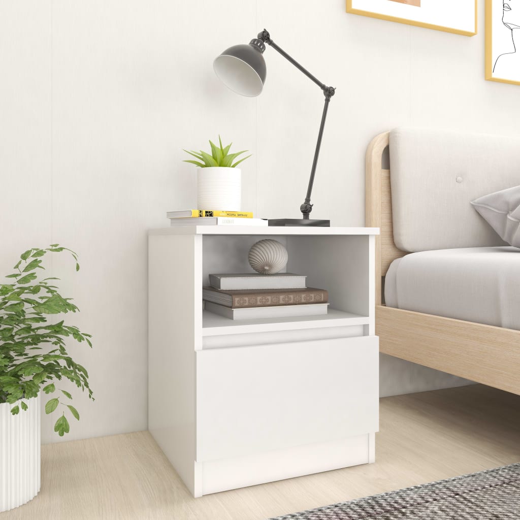 Bedside Table - MANNING 2 Piece Nightstand White 40cm