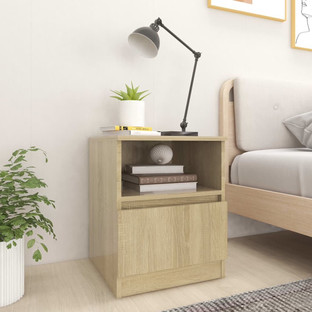 Bedside Table - MANNING 2 Piece Nightstand Sonoma Oak 40cm