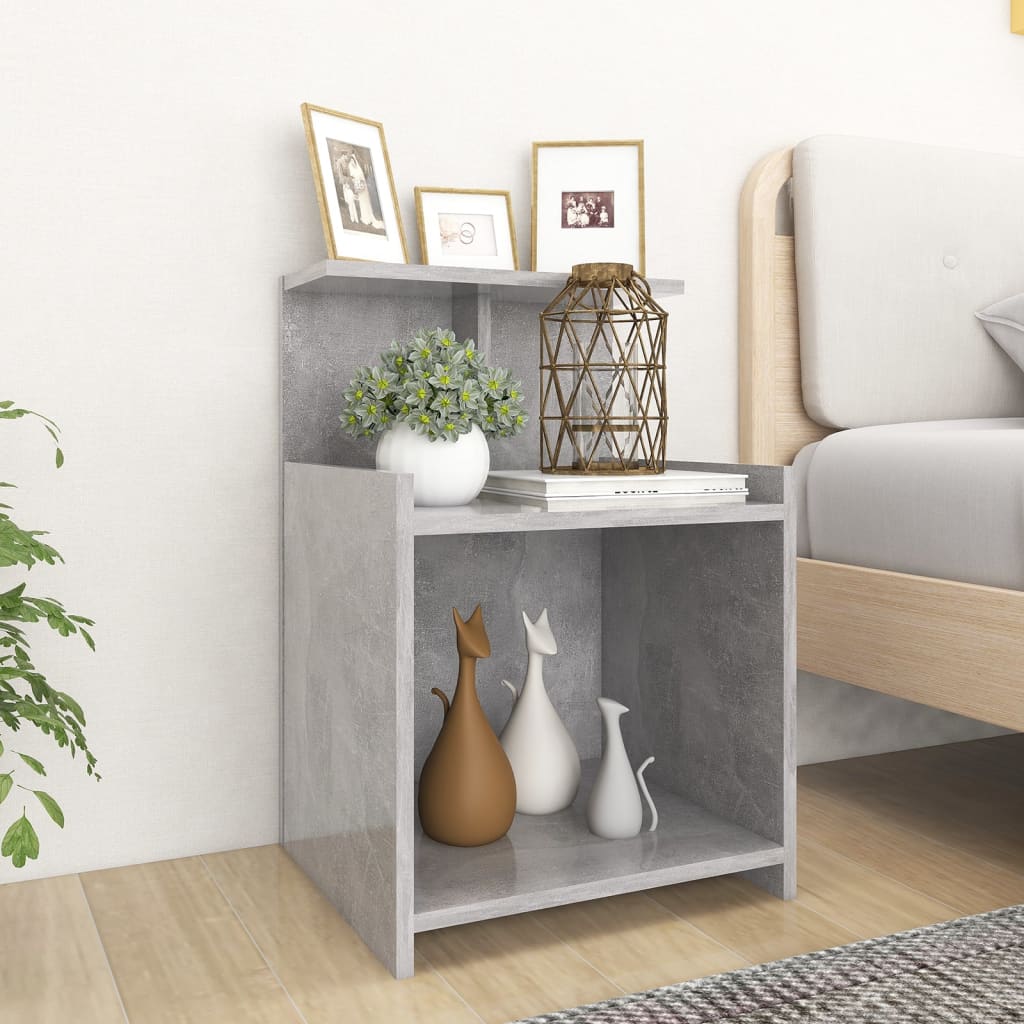 Bedside Table - NORTON Nightstand Concrete Grey 40cm