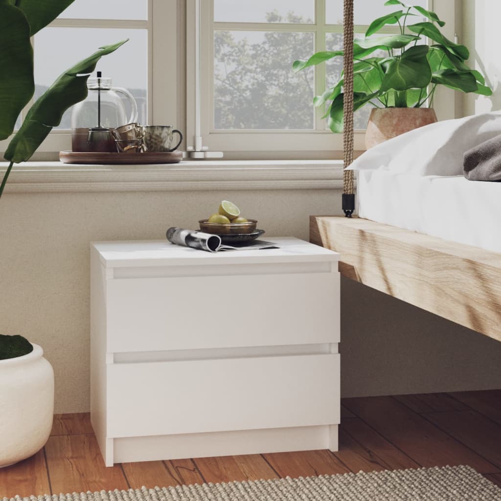 Bedside Table - BOLTON Nightstand White 50cm