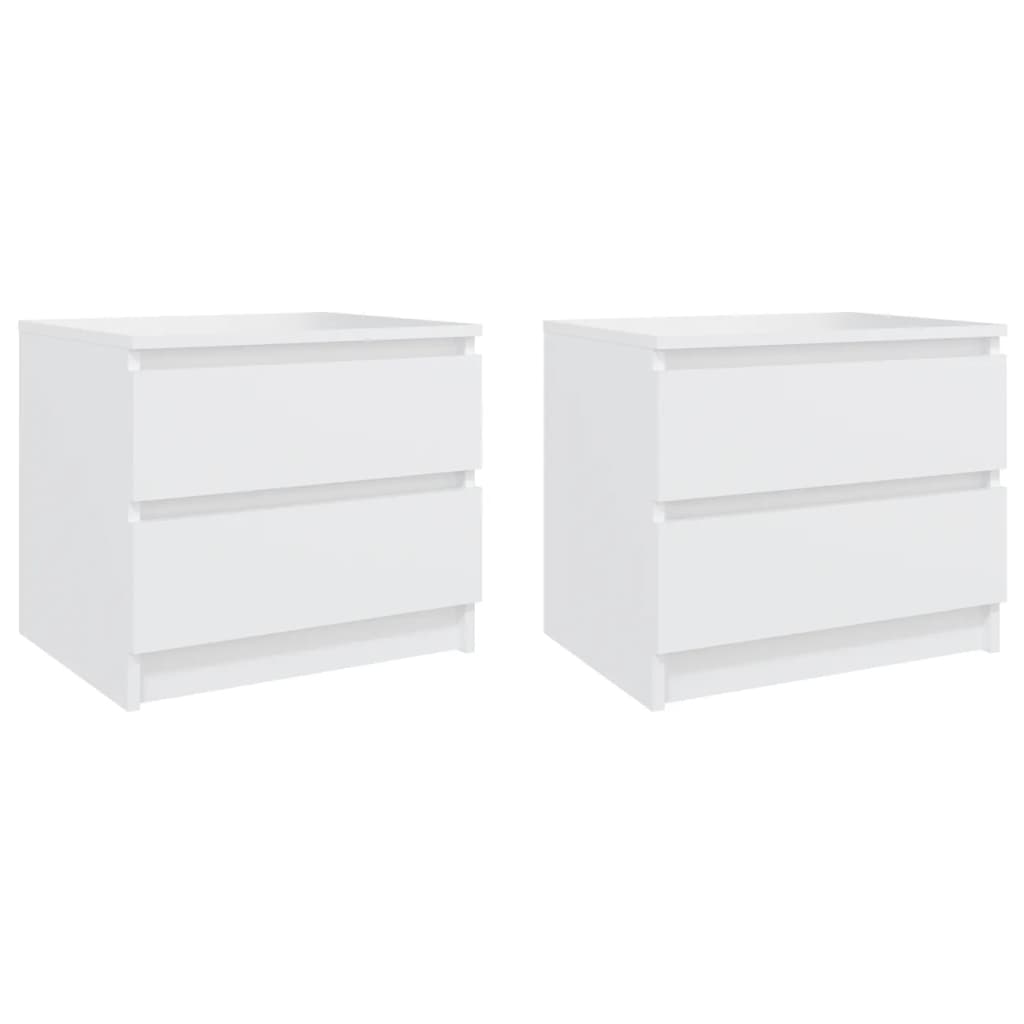 Bedside Table - BOLTON 2 Piece Nightstand White 50cm
